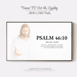 Psalm 46:10 TV Frame Art | Be Still And Know That I Am God | Christian Bible Verse TV Screen Art | Devotional Display | Faith Decor Smart TV
