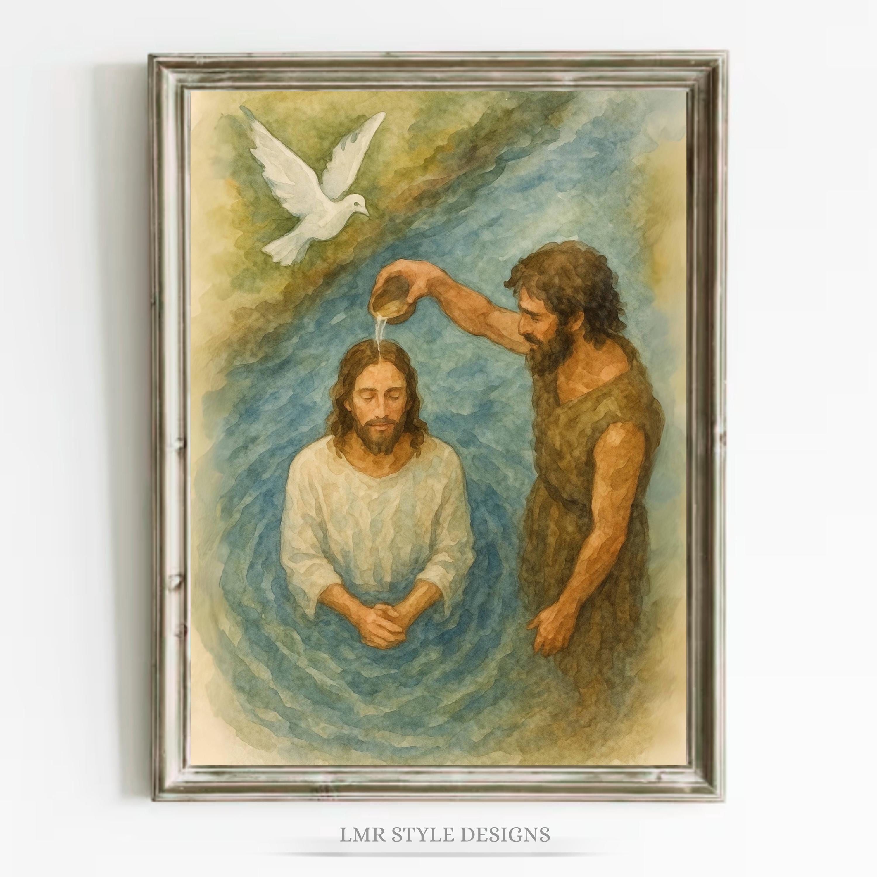 Baptism of Jesus Wall Art | John the Baptist Print | Christian ...