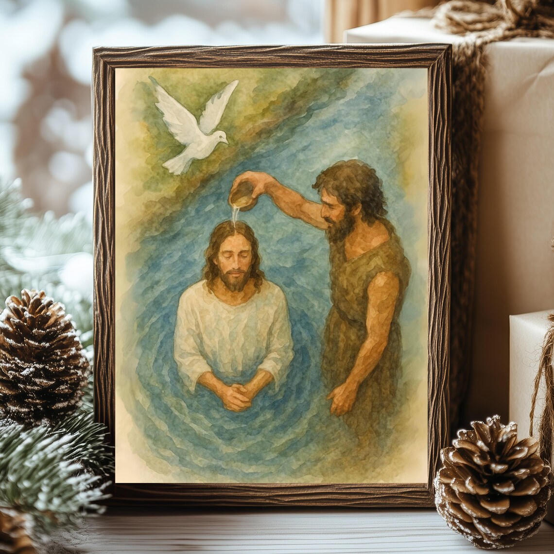 Baptism of Jesus Wall Art | John the Baptist Print | Christian ...