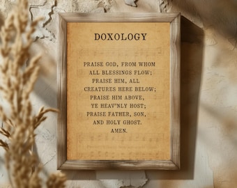 Vintage kristen doxologitryck | Religiös skrift tro dekor | Psalm bibelvers väggkonst | Utskrivbar digital nedladdning