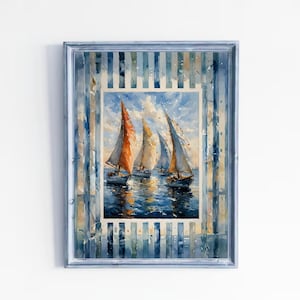 Sailing Boats Watercolor Print: Nautical Beach Wall Art (Digital Download)