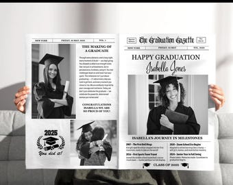 Custom Printed and Shipped Graduation Newspaper Personalized Graduation Announcement 2025 Custom Graduation Gift Graduation 2025 for Her