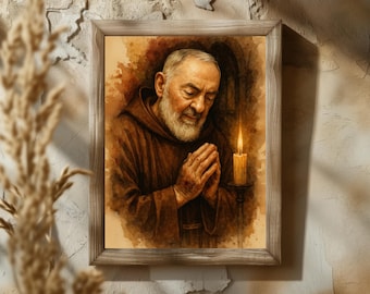 St. Padre Pio Print | Catholic Artwork | Saint Padre Pio of Pietrelcina | Inspirational Religious Art | Vintage Saint Decor