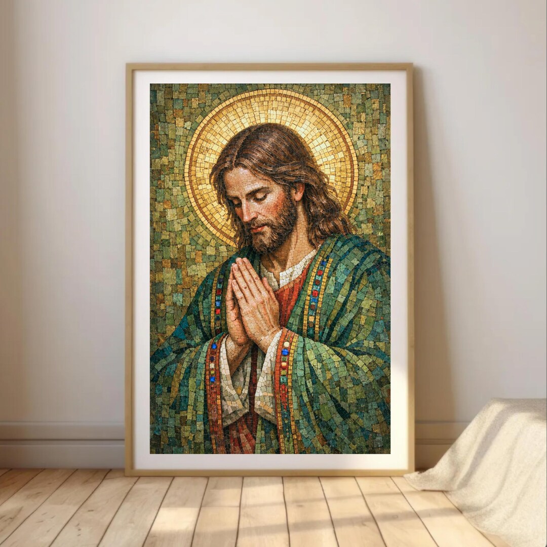 Jesus Mosaic Wall Art | Christ Prayer Artwork | Christian Religious ...