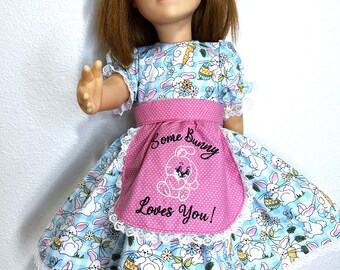 Charmin Chatty Easter Dress and Apron Set Some Bunny Loves You  Handmade Easter Dress