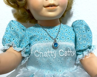 Embroidered Chatty Cathy Doll Dress with Undies, Hair bows and Necklace