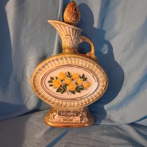 Vintage 1969 Yellow Roses Jim Beam Decanter