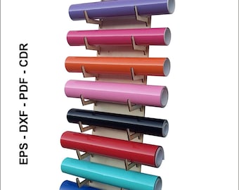 Laser Cut Vinyl Roll Holder – 9-Roll Storage Rack Digital File for 6mm Plywood – Organizer for Cricut, Glowforge, xTool