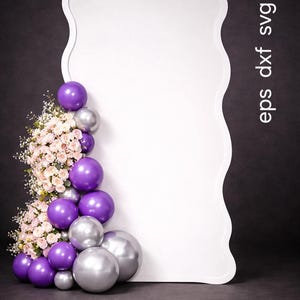 Digitaal bestand met golvend randgebeurtenispaneel – Photo Booth-achtergrond (SVG, DXF, EPS)