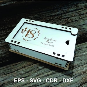 USB card gift box laser cut file – MDF 3mm keepsake box for weddings, birthdays, baby showers – svg dxf eps cdr