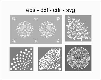 Mandala Stencil Set – 5 Intricate Designs, Laser Cutting (svg, dxf, eps, cdr)