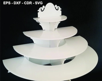4-Tier Semi-Round Cake Stand Laser Cut File (svg, dxf, eps, cdr)