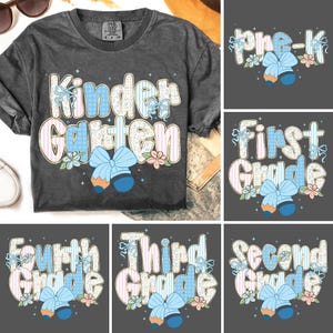 Preppy Back to School Floral Bundle PNG, Kindergarten, First Day of School Designs, Kindergarten Pre-k 1st 2nd 3rd Grade Png, Retro Teacher
