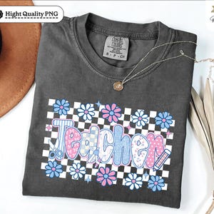 Coquette Teacher Png, Preppy Floral Teacher Sublimation Design, Retro Girly Teacher PNG,  Cute Pastel Back to School Shirt Graphic