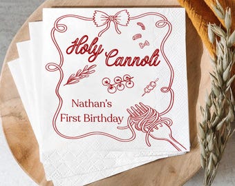 Personalized Holy Cannoli First Birthday Napkins, Italian Theme Party