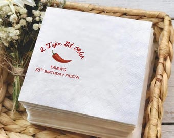 A Tajin Bit Older Birthday Napkins, Personalized 30th Birthday Napkins, Spicy Birthday Decor, Mexican Theme Cocktail Napkins