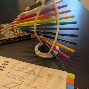 DNA Helix Pencil Holder - 3D Printed Spiral Desk Organizer - STEM classroom or Artist Gift