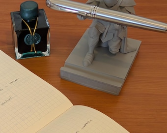 Kneeling Medieval Knight Pen and Business Card Holder