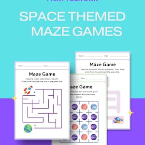 Impresión digital del laberinto espacial: actividad divertida de rompecabezas galáctico (PDF)
