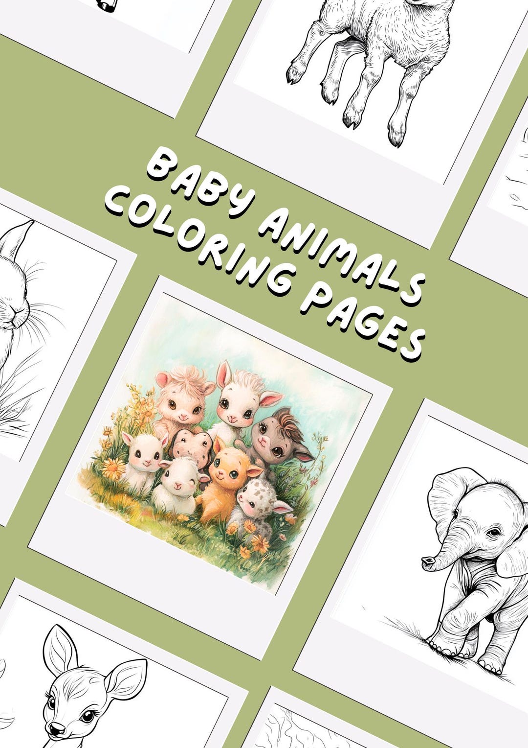 15 Page Baby Animals Coloring Pages / Coloring / Kids Coloring Book ...