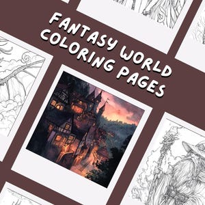12 page fantasy world coloring pages / coloring / adult and kids coloring book / printable pdf / instant download / relaxin coloring pages /