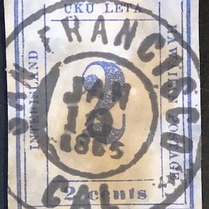 Used US stamps , 1865 imperf. inter island hawaii, 2c blue  pl.11a type 8