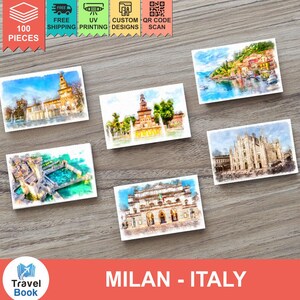 Milán - Italia - 100 imanes para refrigerador comerciales - Imanes publicitarios para casas de alquiler, hoteles, restaurantes y cafeterías