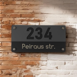 Modern House Sign with Acrylic| Number and Address Door Sign | 280mm X 140mm | 11&quot; X 5.5&quot; inches | Travelbook