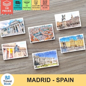 Madrid - Espagne - 100 aimants pour réfrigérateur professionnels - Aimants publicitaires pour locations de maisons, hôtels, restaurants et cafés