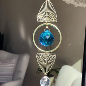 Aqua sun catcher and rainbow maker | unique | handmade | window decor | boho decor | Feng Shui | suncatcher | home decor | gifts | crystal