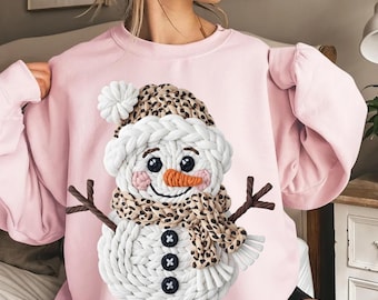 Christmas Crochet PNG Faux Yarn Crochet Snowman PNG Christmas Sublimation Design Christmas Shirt Png Christmas Snowman Png Pink Snowman Png
