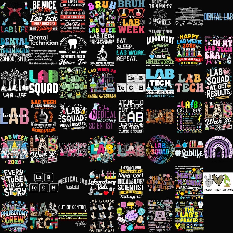 Medical Lab Tech Png Bundle, Laboratory Png, Lab Tech Png, Retro Groovy ...
