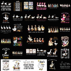 Christian Goose PNG Bundle, Funny Jesus Goose PNG, Walking By Faith Goose Design, Silly Goose Christian Quotes Sublimation PNG