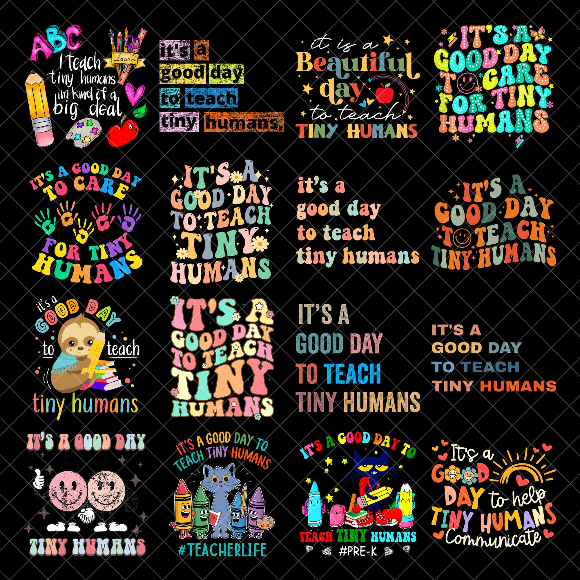 It's A Good Day To Teach Tiny Humans Png, Trendy Retro Wavy Stacked Front Back Pocket Digital Download Sublimation PNG & SVG Cricut File