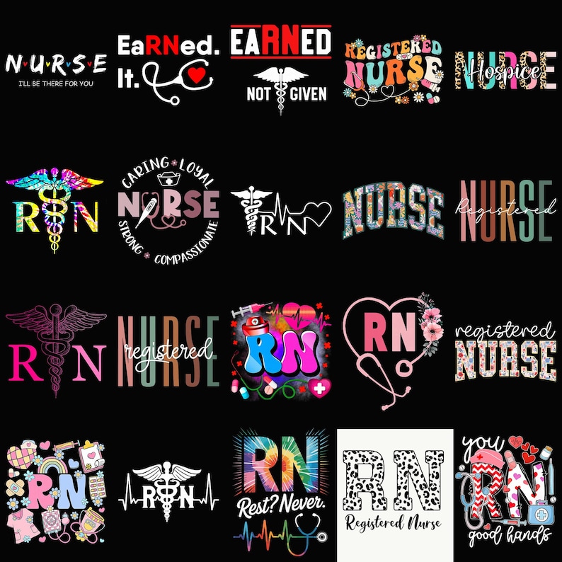 Rn Vector Patterns RN Registered Nurse PNG Bundle, Floral Retro Leopard Rainbow Nurse ...