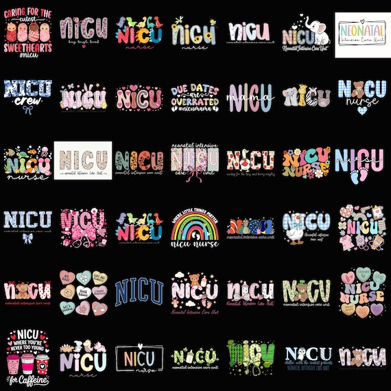 NICU Nurse PNG Bundle, Neonatal Intensive Care Unit Cute Rainbow Floral Sublimation Digital Download
