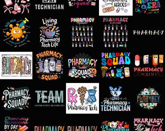 Pharmacy PNG Bundle, Pharmacy Technician Quotes Graphics, RX Tech Squad Designs, Cute Medical Humor, Pharmacist Shirt PNG