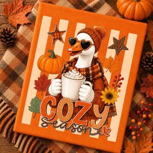 Stripes Cozy Season Goose PNG, Fall Vibes Pumpkin PNG, Trending Fall Sublimation Design, Coquette Autumn Leaves Shirt PNG, Digital download