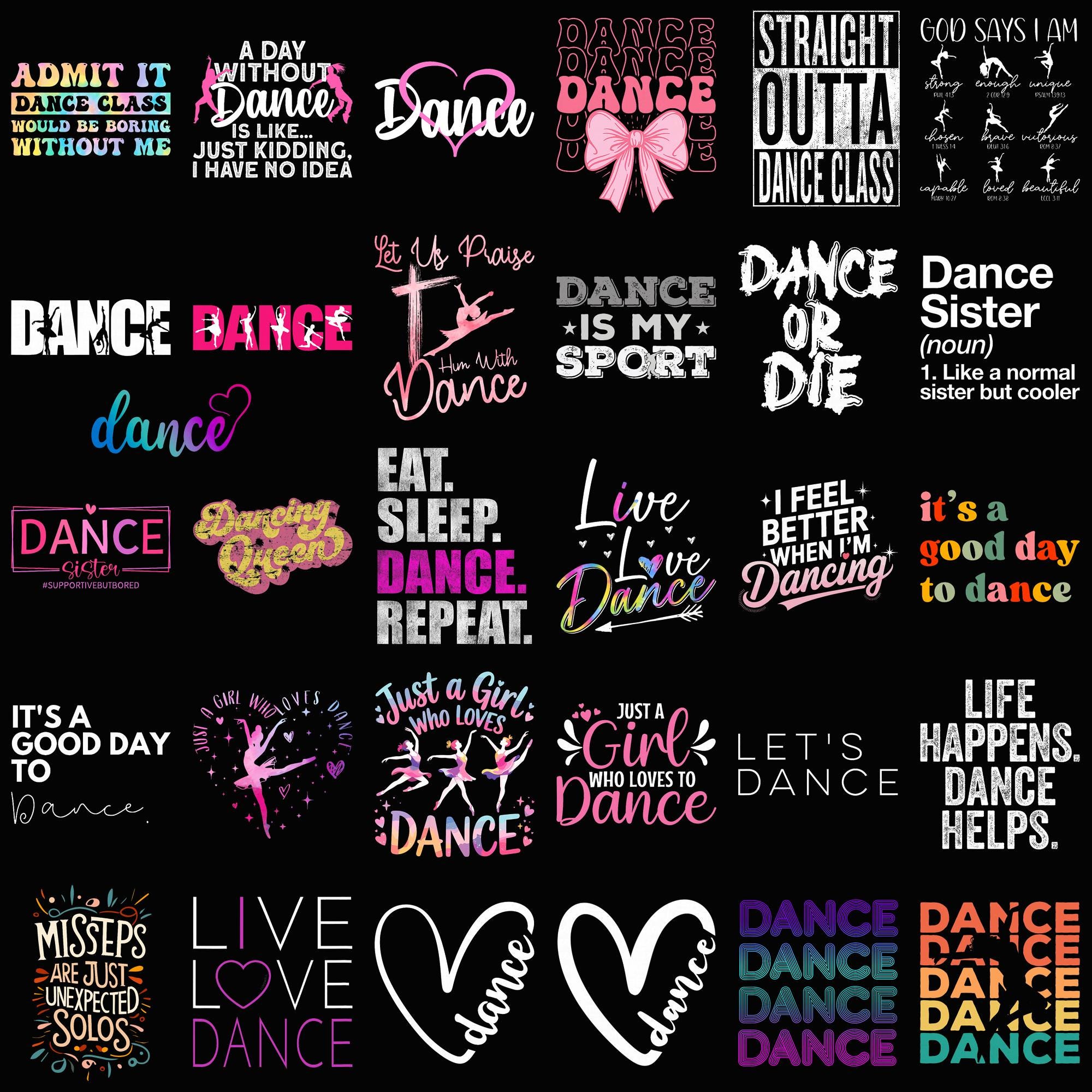 Dance Quotes PNG Bundle, Dance Lover Shirt Designs, Ballet Dancer ...