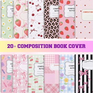 Editable Composition Notebook Cover Templates, Back to School Mega Bundle, Canva Notebook Covers, Printable School Binder Covers