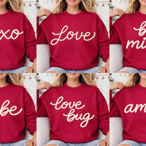 Valentine Pearl Script PNG Bundle, XOXO Love Be Mine Babe Amor Love Bug, Faux Chenille Beaded Letters, Sublimation Download