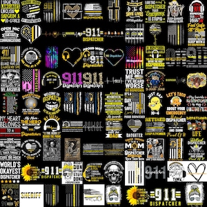 911 Dispatcher PNG Bundle, Emergency Operator Shirt Designs, First Responder Quotes PNG, Thin Gold Line Graphics, Sublimation Download