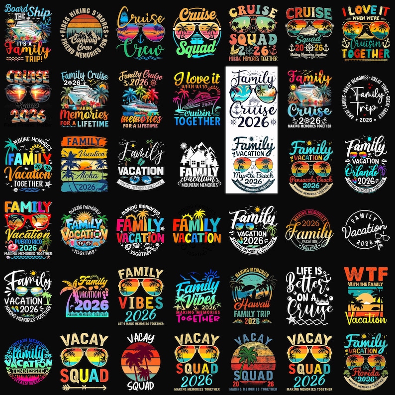 Family Vacation PNG Bundle 2026, Cruise Squad Shirt Designs, Family ...