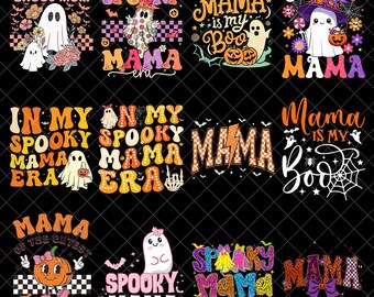 Spooky Mama PNG-bundel, In My Spooky Mama Era PNG, Halloween Mom Life PNG, Mama Is My Boo png, Schattige Ghost Mom-sublimatie