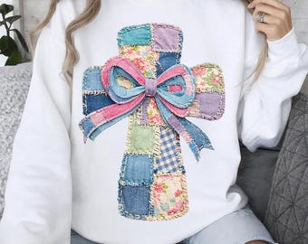 Patchwork Cross PNG, Easter Christian PNG, Easter Cross PNG