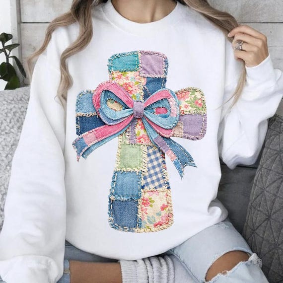 Patchwork Cross PNG, Easter Christian PNG, Easter Cross PNG