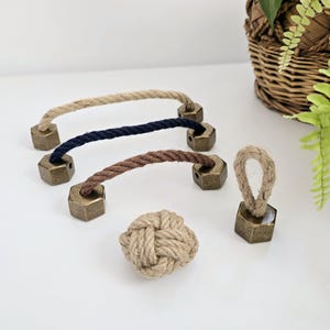 Rope Drawer Pulls, Antique Bronze Rope Drawer Pulls, HexNut Drawer Pulls, Nautical Drawer Pulls, Nautical Cabinet Hardware, Boho Drawer Pull
