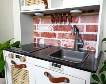 Ikea Duktig Play Kitchen Accessories, Leather Hooks, Rattan Panels, Wood Handles