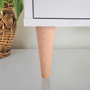 Unfinished Beech Wood Tapered Furniture Legs: Mid-Century Modern Style