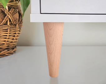 Unfinished Beech Wood Tapered Furniture Legs: Mid-Century Modern Style